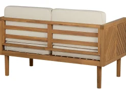Lounge Set 4-Teilig Akazienholz Hellbraun 5-Sitzer Auflagen Creme Baratti