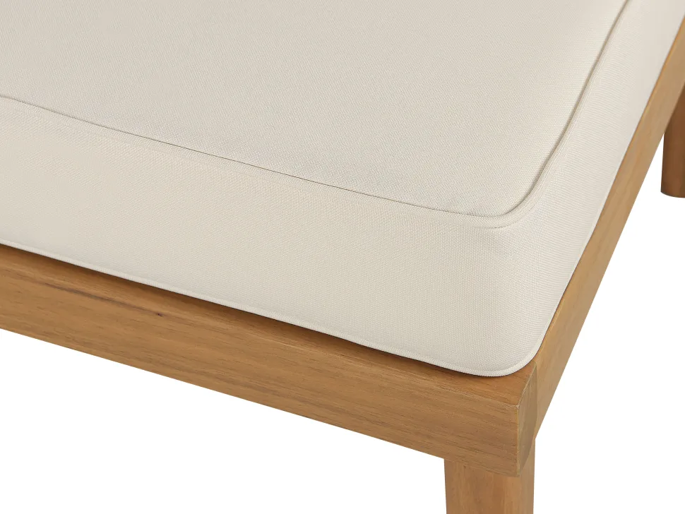 Lounge Set 5-Teilig Akazienholz Hellbraun 5-Sitzer Auflagen Creme Baratti
