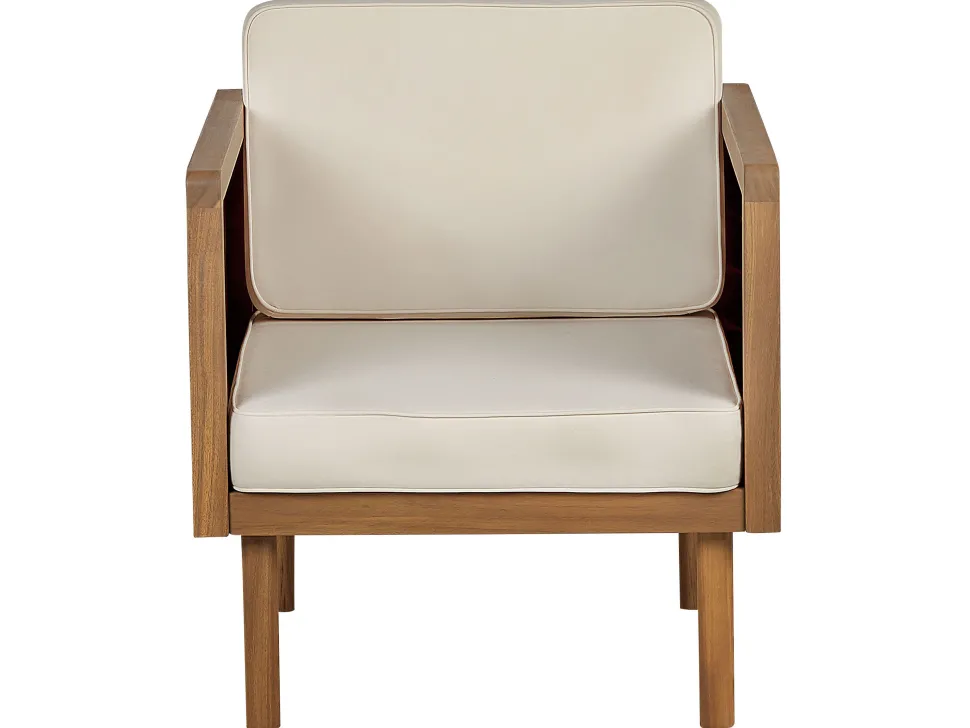 Lounge Set 5-Teilig Akazienholz Hellbraun 5-Sitzer Auflagen Creme Baratti