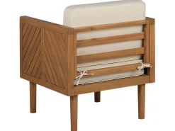 Lounge Set 5-Teilig Akazienholz Hellbraun 5-Sitzer Auflagen Creme Baratti