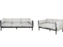 Lounge Set 2-Teilig Aluminium Hellgrau / Schwarz 5-Sitzer Esperia
