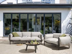Lounge Set 2-Teilig Aluminium Hellgrau / Schwarz 5-Sitzer Esperia