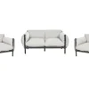 Lounge Set 3-Teilig Aluminium Hellgrau / Schwarz 4-Sitzer Esperia