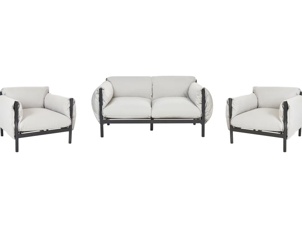 Lounge Set 3-Teilig Aluminium Hellgrau / Schwarz 4-Sitzer Esperia