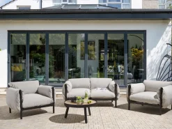 Lounge Set 3-Teilig Aluminium Hellgrau / Schwarz 4-Sitzer Esperia