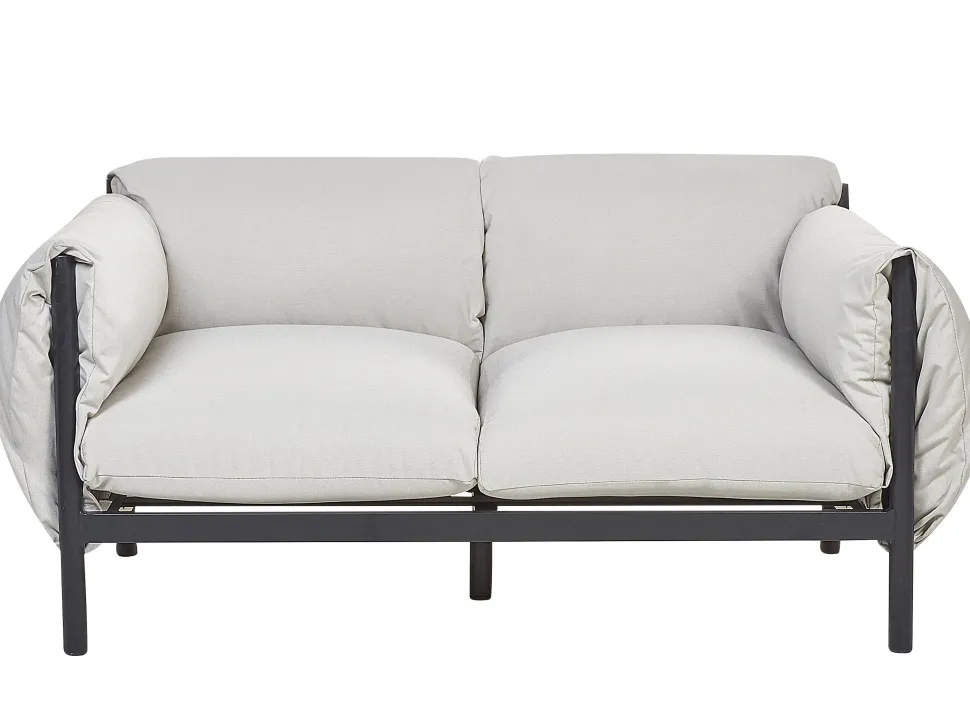 Lounge Set 3-Teilig Aluminium Hellgrau / Schwarz 4-Sitzer Esperia