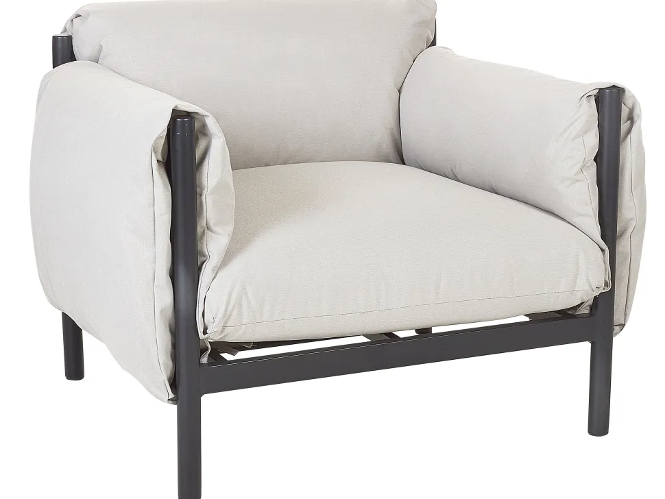 Lounge Set 3-Teilig Aluminium Hellgrau / Schwarz 4-Sitzer Esperia