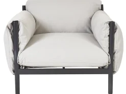Lounge Set 3-Teilig Aluminium Hellgrau / Schwarz 4-Sitzer Esperia