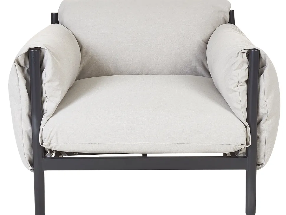 Lounge Set 3-Teilig Aluminium Hellgrau / Schwarz 4-Sitzer Esperia