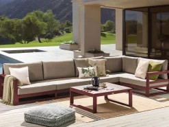 Lounge Set Zertifiziertes Holz Mahagonibraun 5-Sitzer Modular Auflagen Taupe Timor Ii