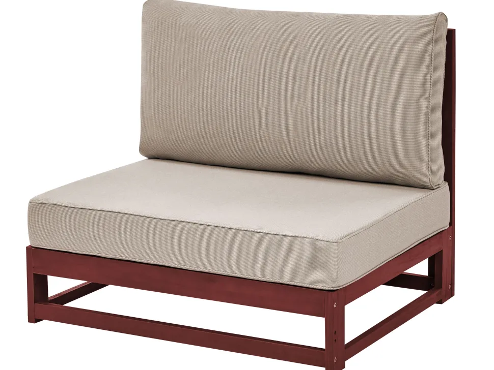 Lounge Set Zertifiziertes Holz Mahagonibraun 5-Sitzer Modular Auflagen Taupe Timor Ii