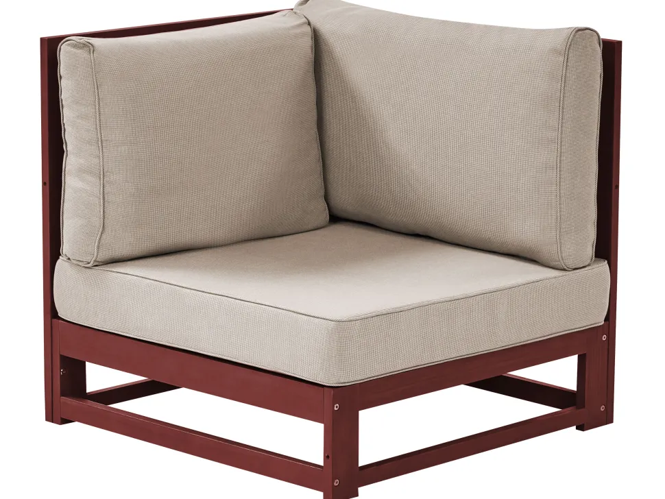 Lounge Set Zertifiziertes Holz Mahagonibraun 5-Sitzer Modular Auflagen Taupe Timor Ii