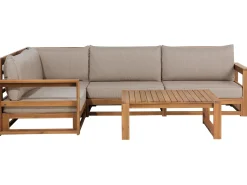Lounge Set Zertifiziertes Holz Hellbraun 4-Sitzer Modular Auflagen Taupe Timor