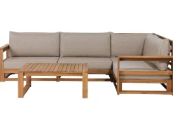 Lounge Set Zertifiziertes Holz Hellbraun 4-Sitzer Modular Auflagen Taupe Timor