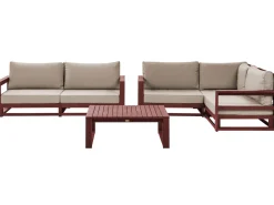 Lounge Set Zertifiziertes Holz Mahagonibraun 4-Sitzer Modular Auflagen Taupe Timor Ii