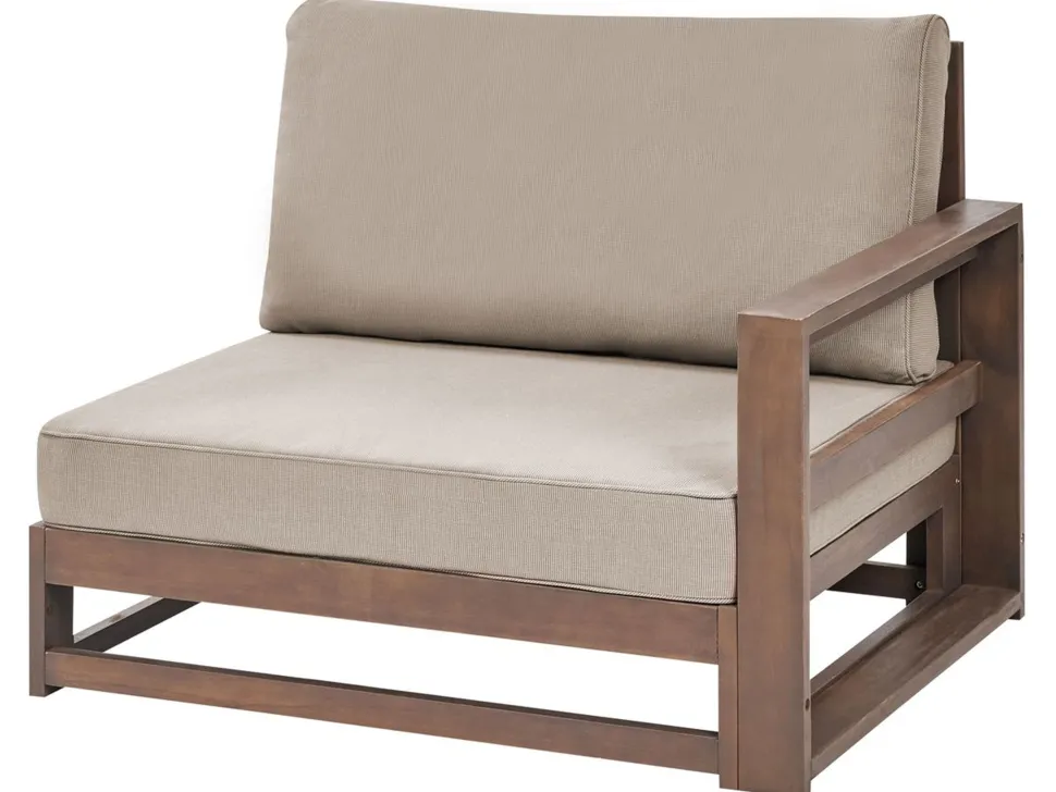 Lounge Set Zertifiziertes Holz Dunkelbraun 4-Sitzer Linksseitig Modular Auflagen Taupe Timor Ii