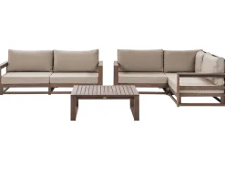 Lounge Set Zertifiziertes Holz Dunkelbraun 4-Sitzer Modular Auflagen Taupe Timor Ii