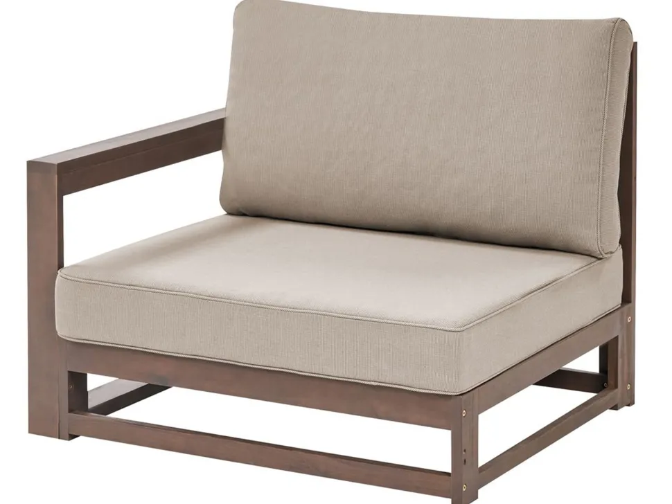 Lounge Set Zertifiziertes Holz Dunkelbraun 4-Sitzer Modular Auflagen Taupe Timor Ii