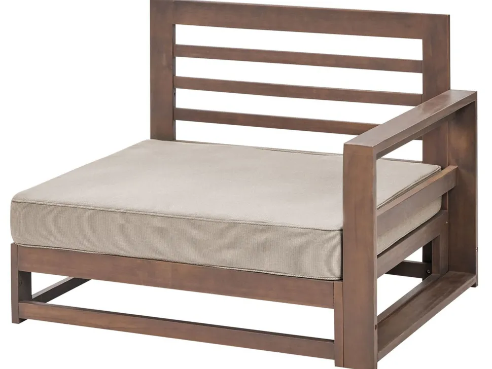 Lounge Set Zertifiziertes Holz Dunkelbraun 4-Sitzer Modular Auflagen Taupe Timor Ii