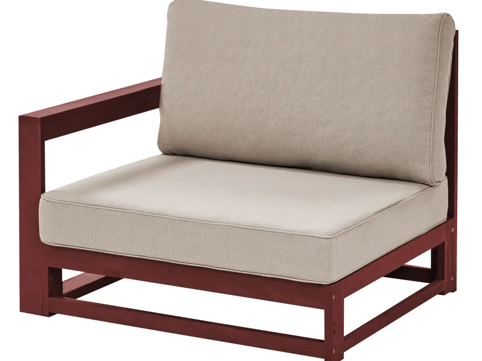 Lounge Set Zertifiziertes Holz Mahagonibraun 4-Sitzer Rechtsseitig Modular Auflagen Taupe Timor Ii