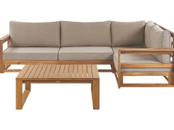 Lounge Set Zertifiziertes Holz Hellbraun 4-Sitzer Linksseitig Modular Auflagen Taupe Timor Ii