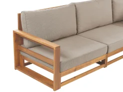 Lounge Set Zertifiziertes Holz Hellbraun 4-Sitzer Linksseitig Modular Auflagen Taupe Timor Ii