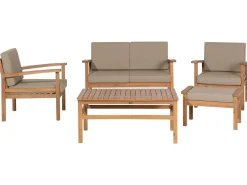 Lounge Set Zertifiziertes Holz Hellbraun 4-Sitzer Auflagen Taupe Manila