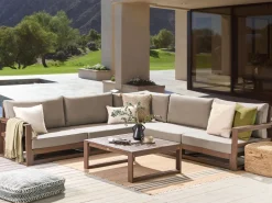 Lounge Set Zertifiziertes Holz Dunkelbraun 5-Sitzer Modular Auflagen Taupe Timor Ii