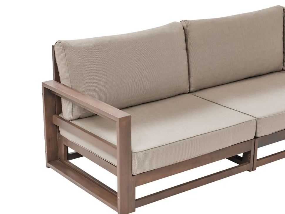 Lounge Set Zertifiziertes Holz Dunkelbraun 5-Sitzer Modular Auflagen Taupe Timor Ii
