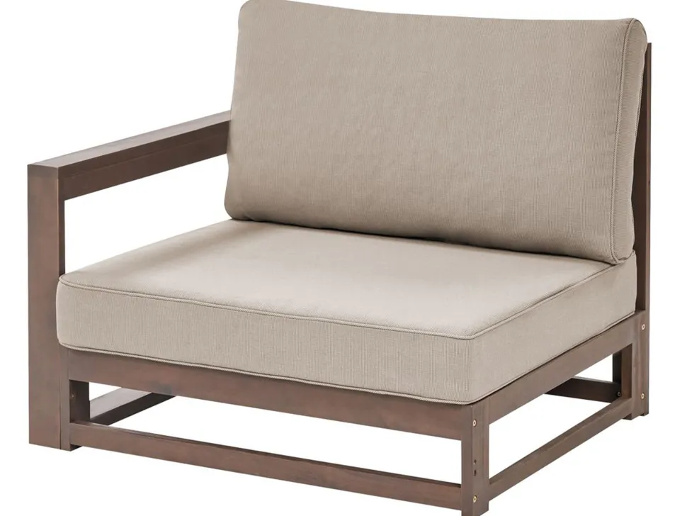 Lounge Set Zertifiziertes Holz Dunkelbraun 5-Sitzer Modular Auflagen Taupe Timor Ii