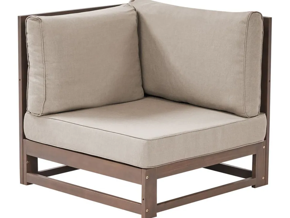 Lounge Set Zertifiziertes Holz Dunkelbraun 5-Sitzer Modular Auflagen Taupe Timor Ii