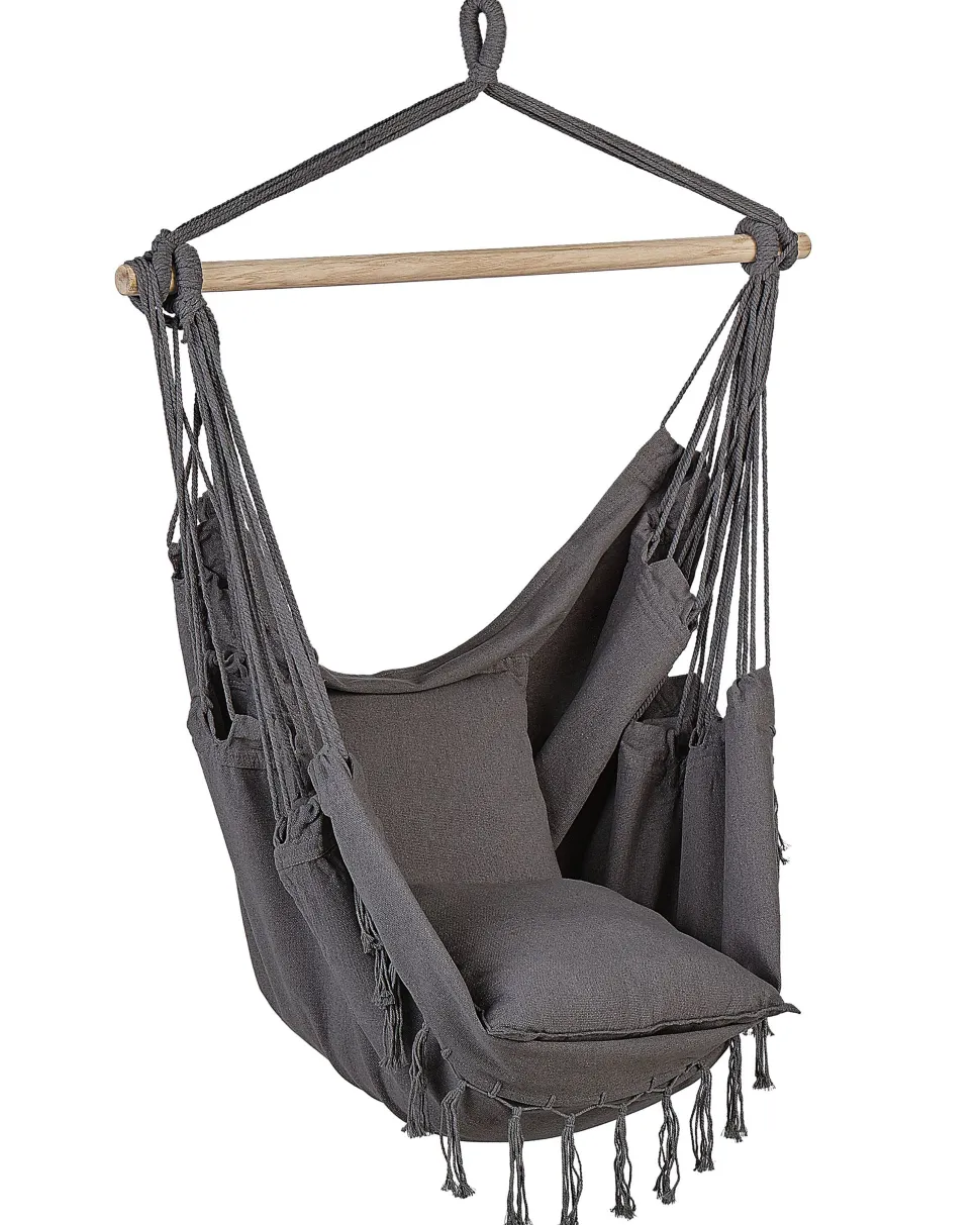 Makramee Hangesessel Mit Kissen Baumwolle Grau Bonea