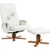 Massagesessel Beige Kunstleder Heizfunktion Mit Fushocker Relaxpro