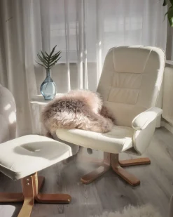 Massagesessel Beige Kunstleder Heizfunktion Mit Fushocker Relaxpro