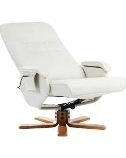 Massagesessel Beige Kunstleder Heizfunktion Mit Fushocker Relaxpro