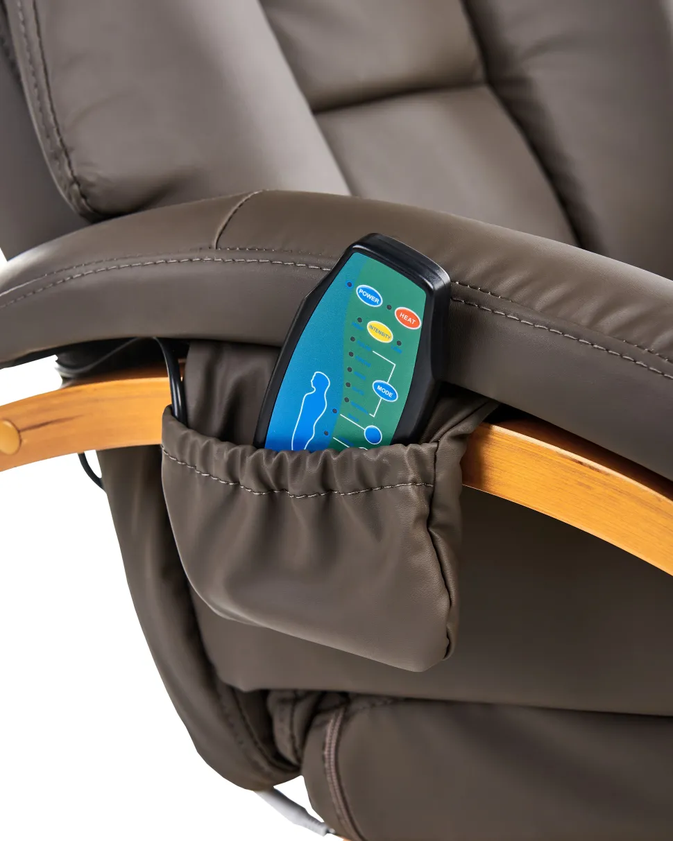Massagesessel Braun Kunstleder Heizfunktion Mit Fushocker Force