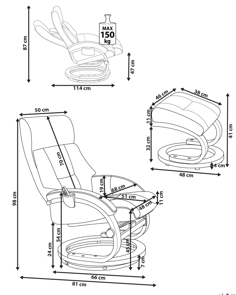 Massagesessel Braun Kunstleder Heizfunktion Mit Fushocker Force