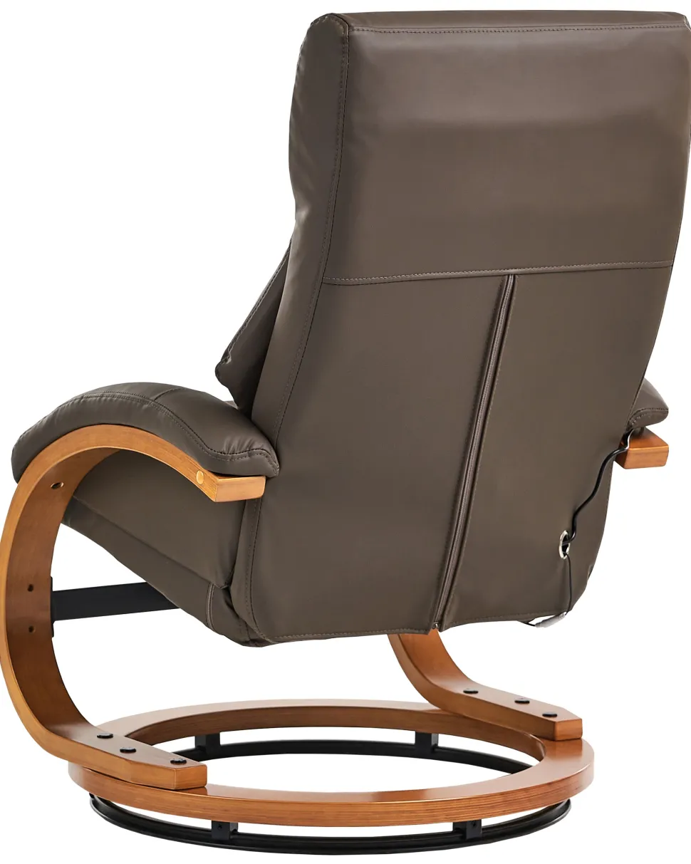 Massagesessel Braun Kunstleder Heizfunktion Mit Fushocker Force