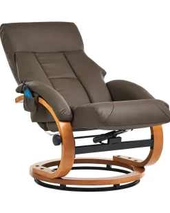 Massagesessel Braun Kunstleder Heizfunktion Mit Fushocker Force