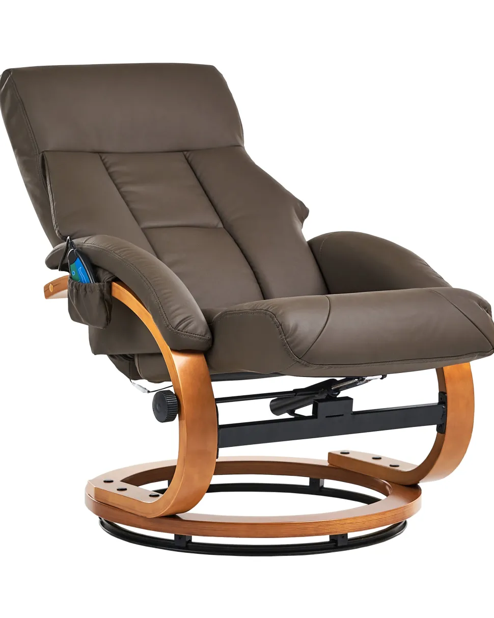 Massagesessel Braun Kunstleder Heizfunktion Mit Fushocker Force