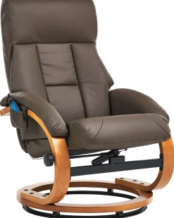 Massagesessel Braun Kunstleder Heizfunktion Mit Fushocker Force