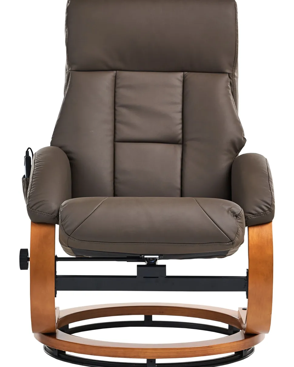 Massagesessel Braun Kunstleder Heizfunktion Mit Fushocker Force