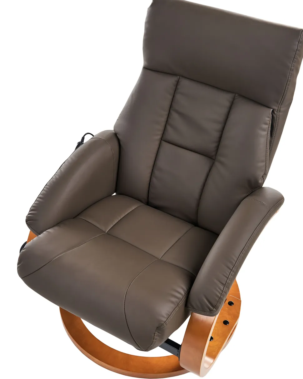 Massagesessel Braun Kunstleder Heizfunktion Mit Fushocker Force