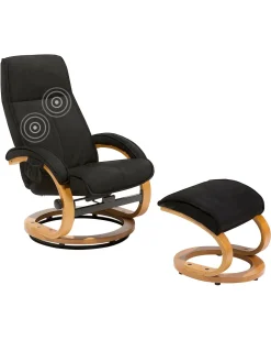 Massagesessel Schwarz Heizfunktion Mit Fushocker Hero