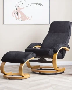 Massagesessel Schwarz Heizfunktion Mit Fushocker Hero