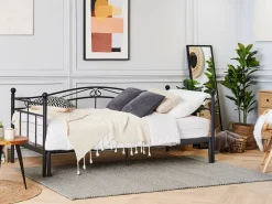 Metallbett Ausziehbar Schwarz Lattenrost 90 X 200 Cm Tulle