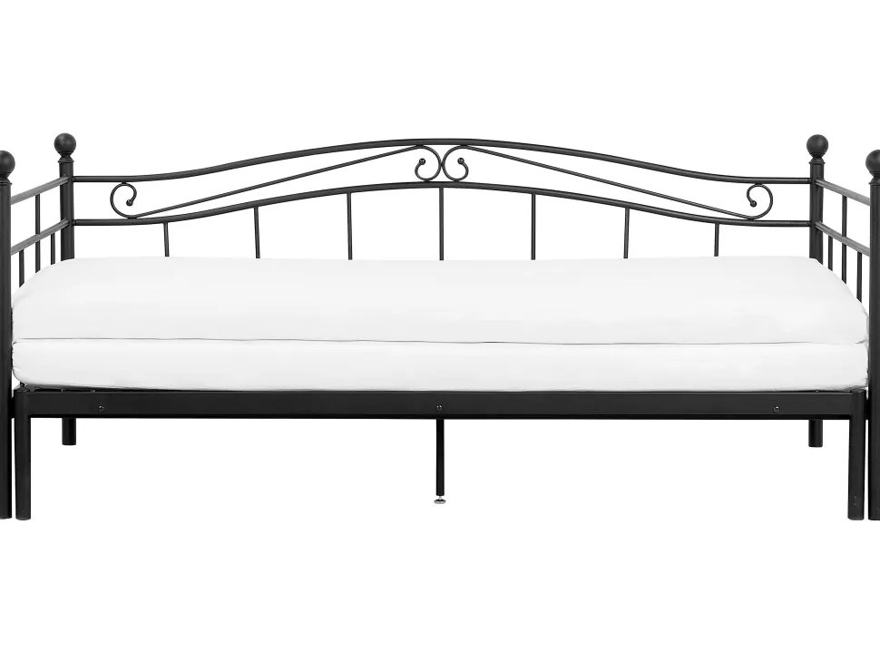 Metallbett Ausziehbar Schwarz Lattenrost 90 X 200 Cm Tulle