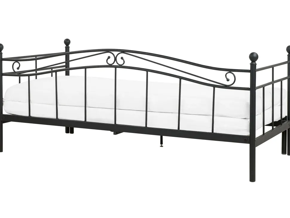 Metallbett Ausziehbar Schwarz Lattenrost 90 X 200 Cm Tulle