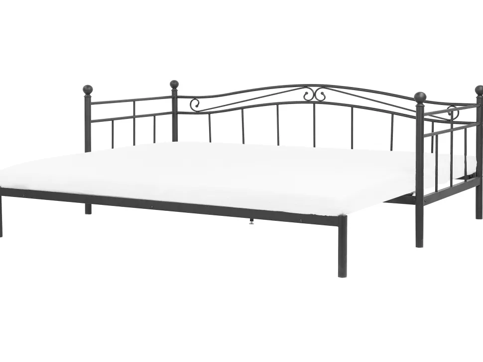 Metallbett Ausziehbar Schwarz Lattenrost 80 X 200 Cm Tulle