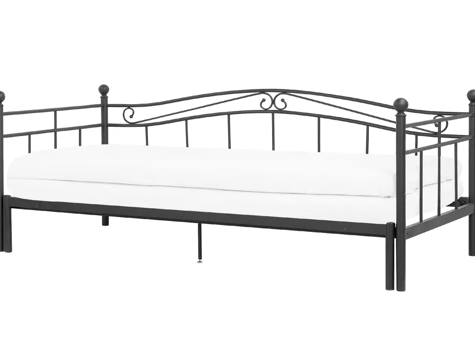 Metallbett Ausziehbar Schwarz Lattenrost 80 X 200 Cm Tulle
